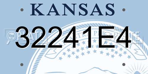 32241E4 Kansas License Plate
