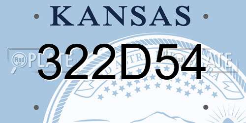 322D54 Kansas License Plate