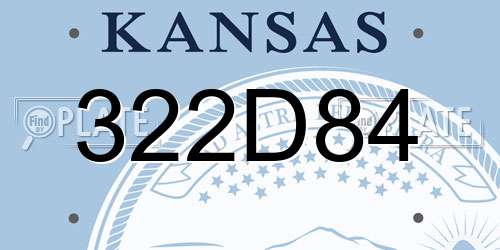 322D84 Kansas License Plate