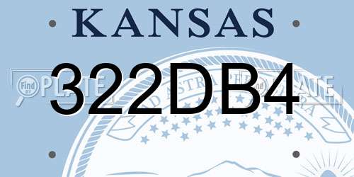 322DB4 Kansas License Plate
