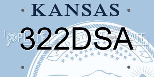 322DSA Kansas License Plate