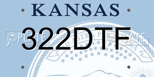 322DTF Kansas License Plate