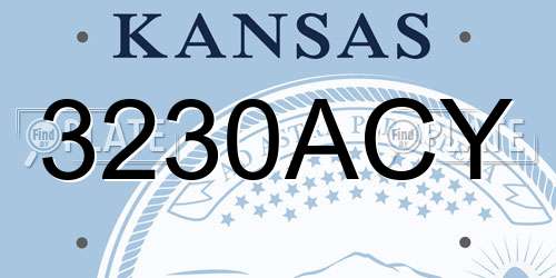 3230ACY Kansas License Plate
