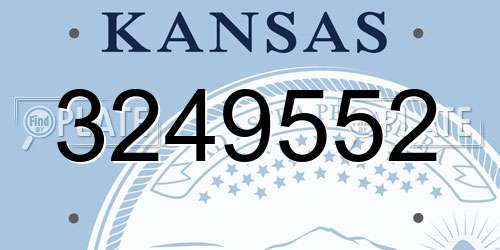3249552 Kansas License Plate