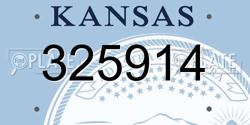 325914 Kansas License Plate
