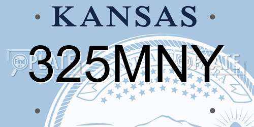 325MNY Kansas License Plate