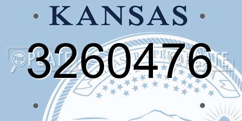 3260476 Kansas License Plate