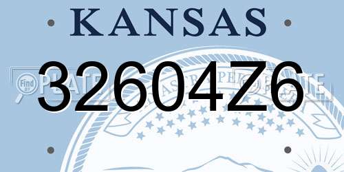 32604Z6 Kansas License Plate