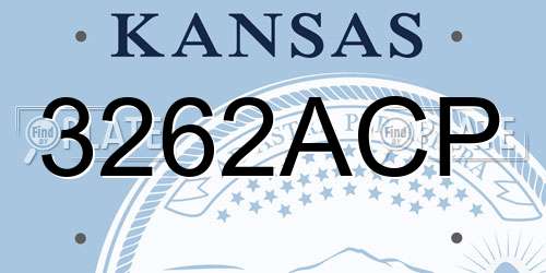 3262ACP Kansas License Plate