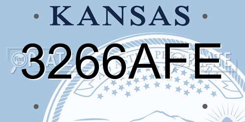 3266AFE Kansas License Plate