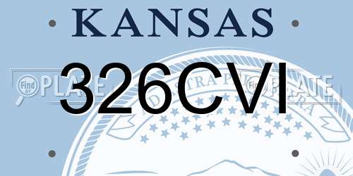 326CVI Kansas License Plate