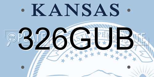 326GUB Kansas License Plate