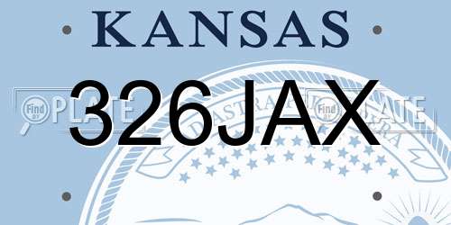 326JAX Kansas License Plate