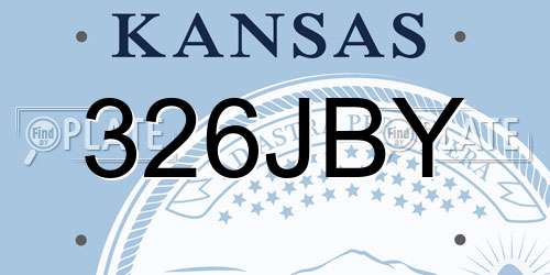 326JBY Kansas License Plate