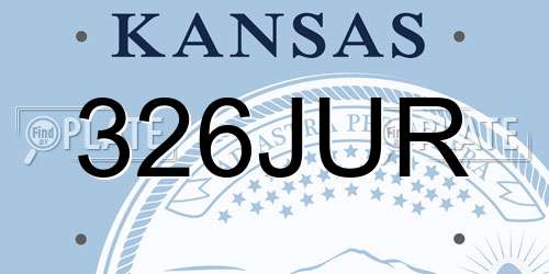 326JUR Kansas License Plate