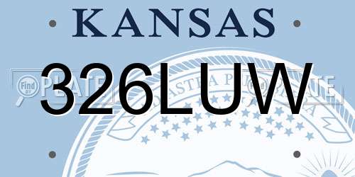 326LUW Kansas License Plate