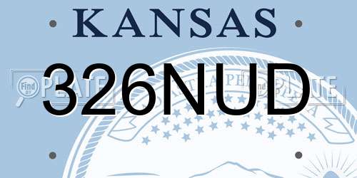 326NUD Kansas License Plate