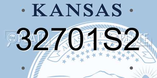 32701S2 Kansas License Plate