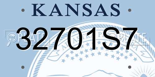 32701S7 Kansas License Plate