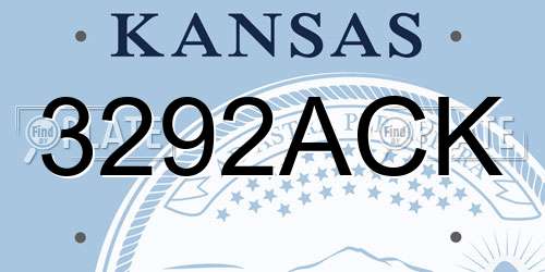 3292ACK Kansas License Plate