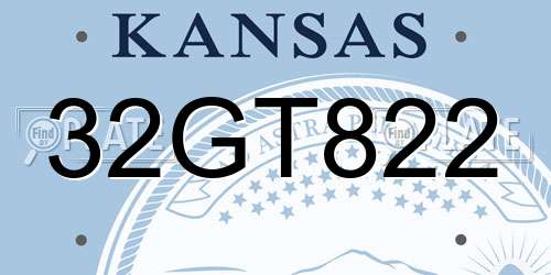 32GT822 Kansas License Plate