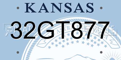 32GT877 Kansas License Plate
