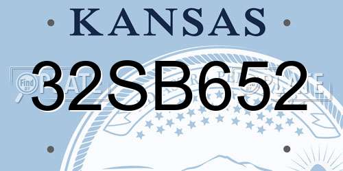 32SB652 Kansas License Plate