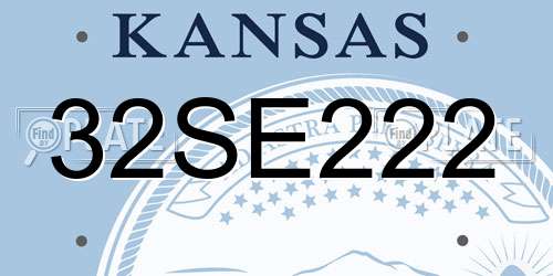 32SE222 Kansas License Plate