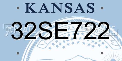 32SE722 Kansas License Plate