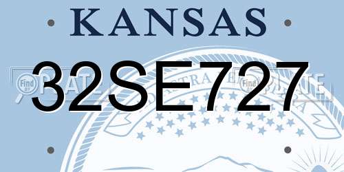 32SE727 Kansas License Plate