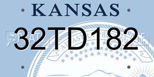 32TD182 Kansas License Plate