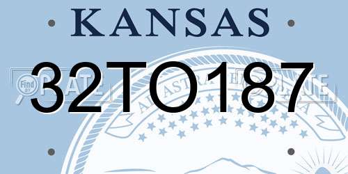 32TO187 Kansas License Plate