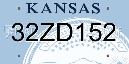 32ZD152 Kansas License Plate