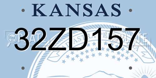 32ZD157 Kansas License Plate