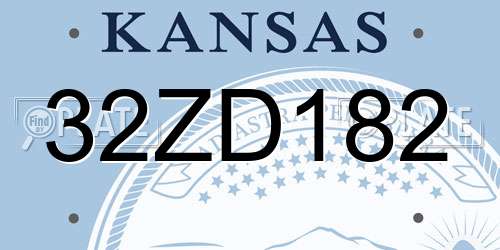 32ZD182 Kansas License Plate