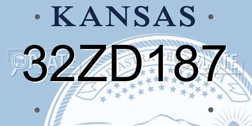 32ZD187 Kansas License Plate