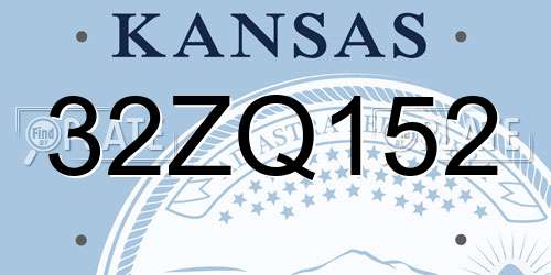 32ZQ152 Kansas License Plate