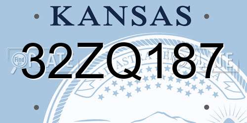 32ZQ187 Kansas License Plate