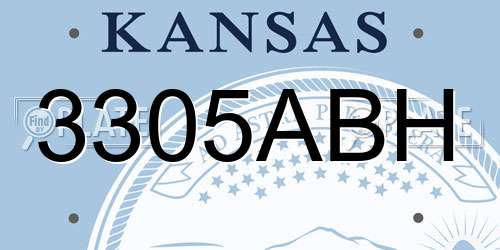 3305ABH Kansas License Plate