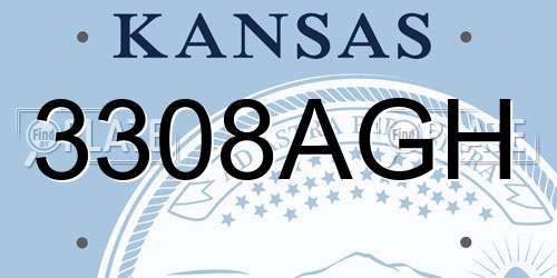 3308AGH Kansas License Plate