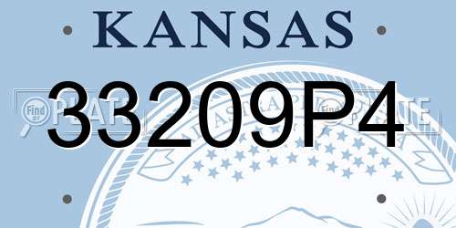 33209P4 Kansas License Plate
