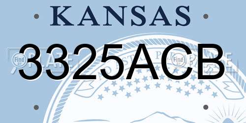 3325ACB Kansas License Plate