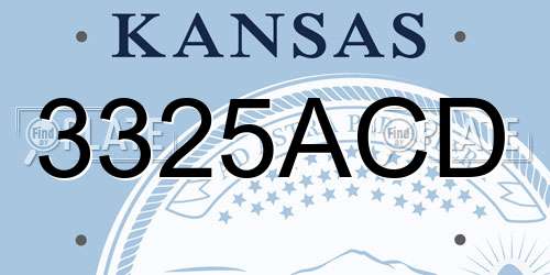 3325ACD Kansas License Plate