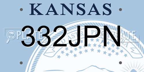 332JPN Kansas License Plate