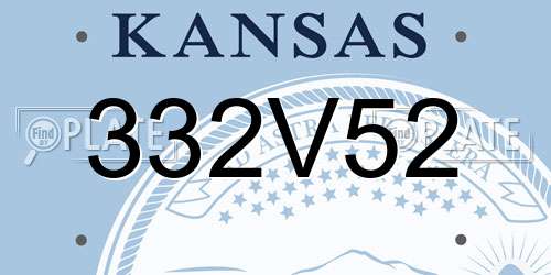 332V52 Kansas License Plate