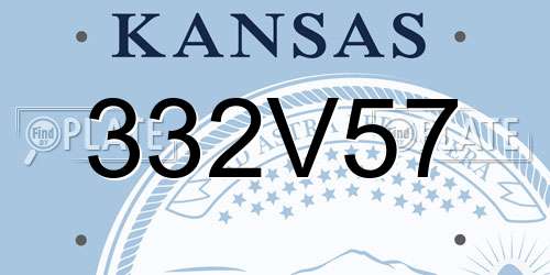 332V57 Kansas License Plate