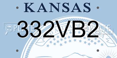 332VB2 Kansas License Plate