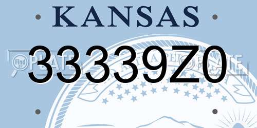 33339Z0 Kansas License Plate