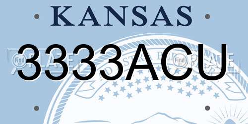 3333ACU Kansas License Plate
