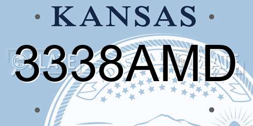 3338AMD Kansas License Plate